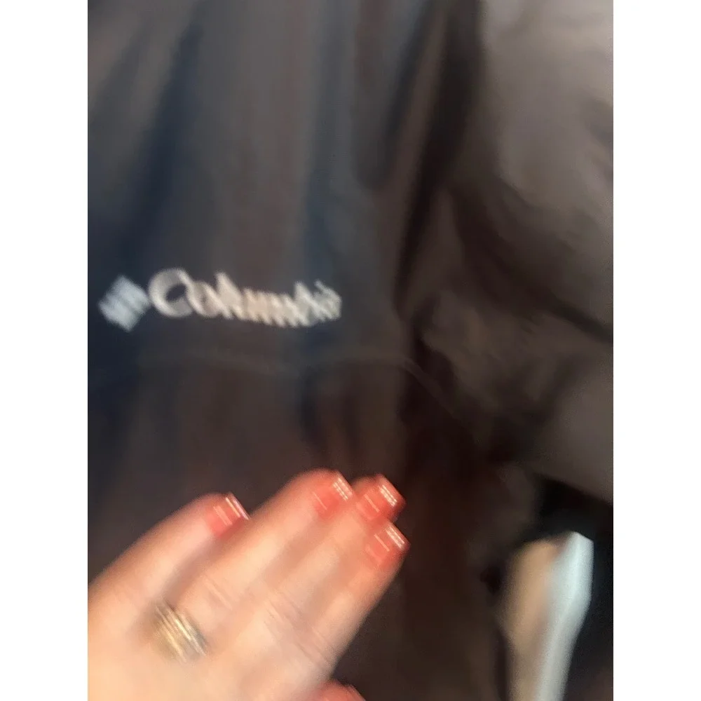 Columbia Rain Jacket Black Omni-Tech Waterproof Hooded Shell Kids M 10/12
